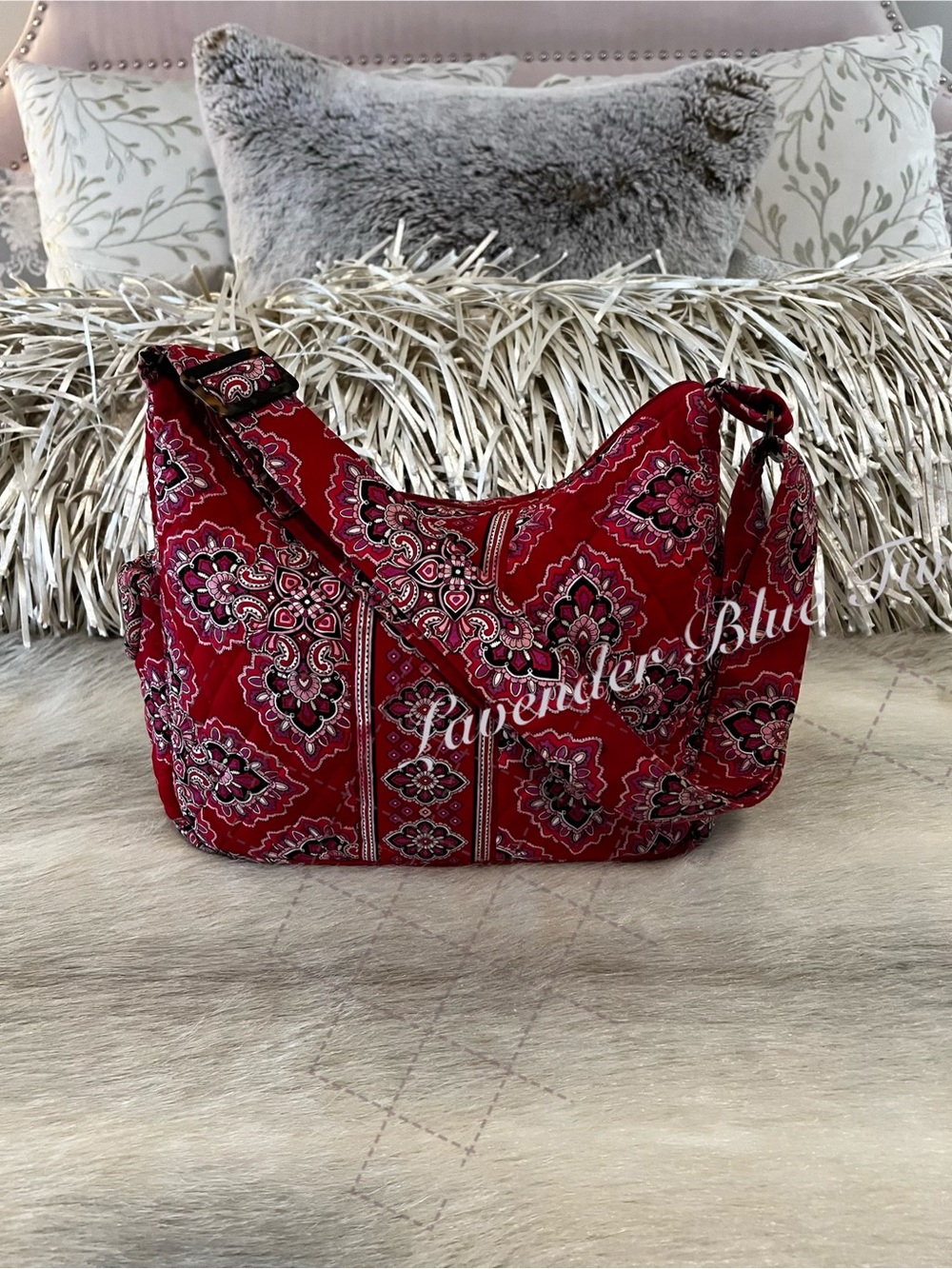 VERA BRADLEY Frankly Scarlet 2008 On The Go Crossbody Black Commuter Y2K Red USA
